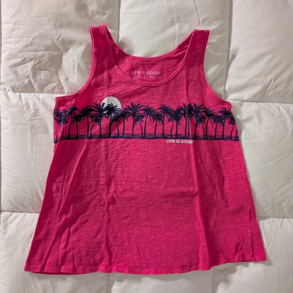 "Life is good" pink tank top